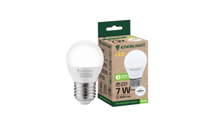 Лампа світодіодна Enerlight G45 Е27 7Вт 4100К (біле світло) 0327