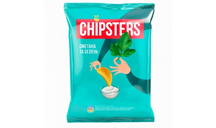  Чипсы Chipster's со вкусом Сметана и зелень 130гр