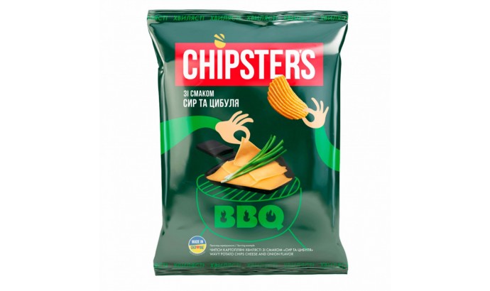 Чіпси Chipster's зі смаком Сир та цибуля хвилясті 120гр 