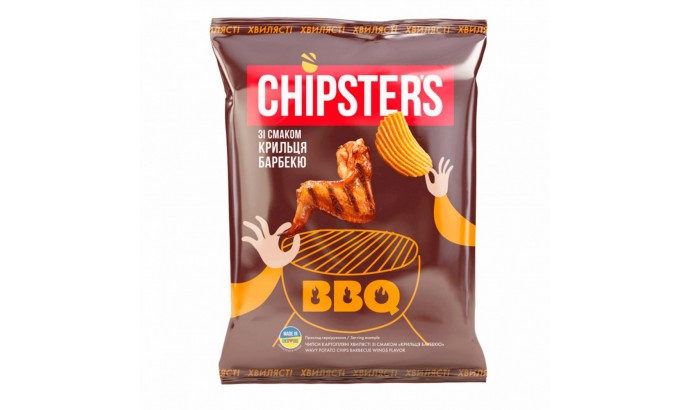 Чипсы Chipster's со вкусом Крыльца барбекю волнистые 120гр