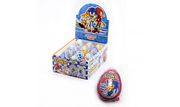 Шоколадні яйця "Джой" SONIC  (іграшка +печиво з шоколадом) 15гр 12шт