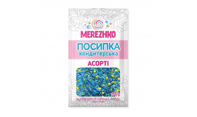 Посипка асорті "ГОЛУБ МИРУ" ТМ"MEREZHKO" 15г, 10шт/уп