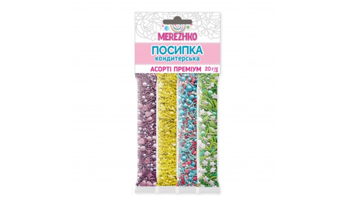 Посипка "АСОРТІ ПРЕМІУМ МІКС" (набір №1) ТМ"MEREZHKO" 20г, 5шт/уп