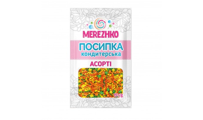 Посыпка ассорти "ВЕСЕННЫЕ ЦВЕТЫ" ТМ "MEREZHKO" 15г, 10шт/уп