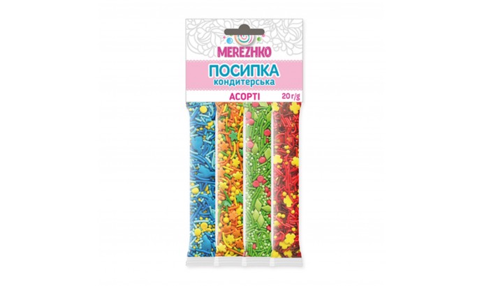 Посипка  набір " АСОРТІ" МІКС   ТМ"MEREZHKO" 20г, 5шт/уп