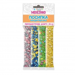 Посипка "ПЕРЛАМУТРОВЕ АСОРТІ"  МІКС набір  ТМ"MEREZHKO" 20г, 5шт/уп