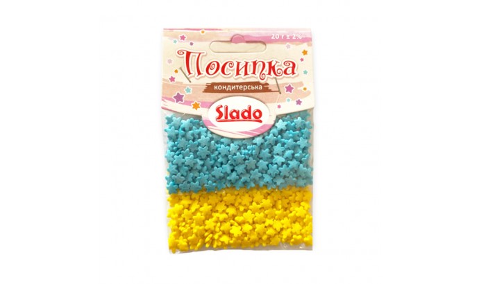 Посипка в стіках №17 фігурна патріотична (зірочки) 20г
