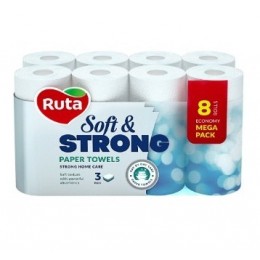 Полотенца бумажные Ruta Soft Strong 8рул 3ш белые