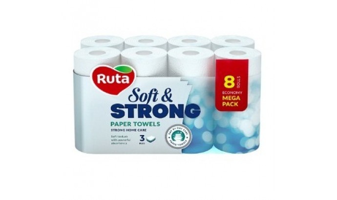 Рушники паперові Ruta Soft Strong 8рул 3ш білі 