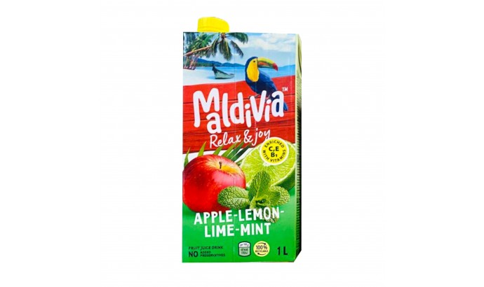 Напій соковий ТМ Maldivia Яблуко-Лимон-Лайм-М'ята освітлений 1Л