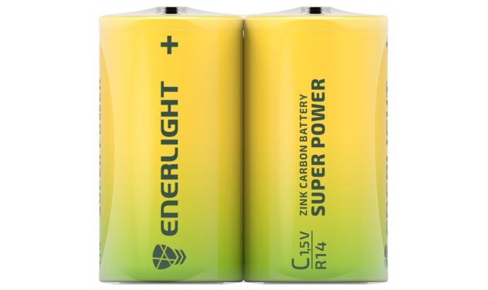 Батарейка Enerligh SuperPower жовта C R14 плівка 2шт 2185