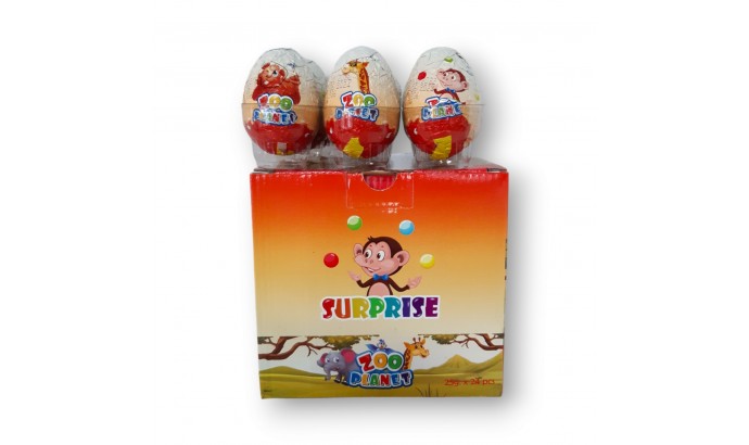  Яйца шоколадные 25гр "Happy Zoo с сюрпризом" 24шт