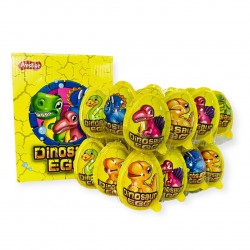 Яйцо пластмассовое с сюрпризом "DINOSAUR" с шариками печенья в глазури 12гр (24шт)