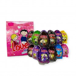 Яйцо пластмассовое с сюрпризом "LOVE" с шариками печенья в глазури 12гр (24шт)