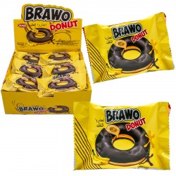 Кекс BRAWO DONAT БАНАН з начинкою в какао-молочной глазуре 40г, 24шт