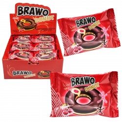 Кекс BRAWO DONAT ВИШНЯ з начинкою в какао-молочній глазурі 40г, 24шт