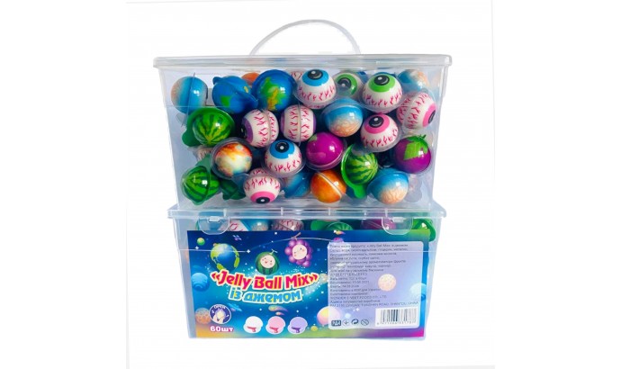 Желейки з джемом JELLY BALL MIX 10г, банка 60шт