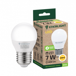 Лампа світодіодна Enerlight G45 Е27 7Вт 3000К (тепле світло)