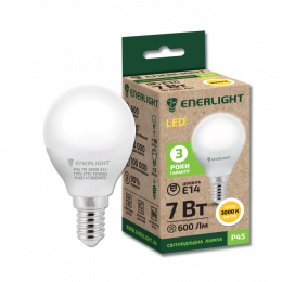 Лампа світодіодна Enerlight Р45 Е14 7Вт 600Лм 3000К (тепле світло) 