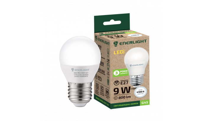 Лампа світодіодна Enerlight G45 Е27 9Вт 4100К