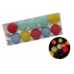 Гірлянда 10ламп теплий колір кулька – кольоровий мікс (2,5м) №10-42