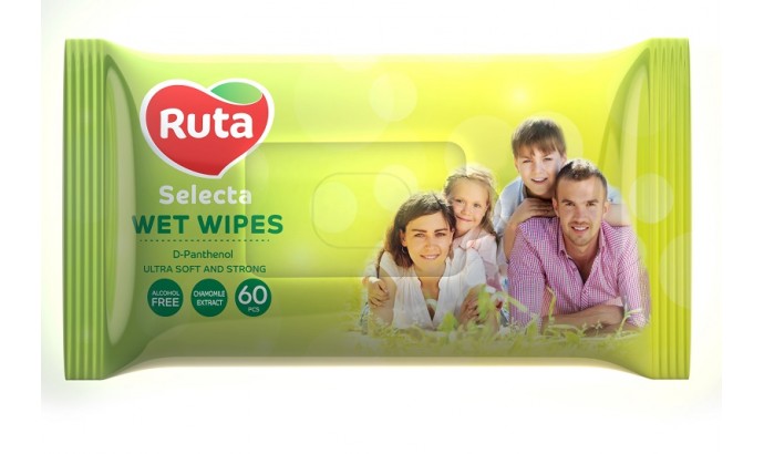 Вологі серветки Ruta Selecta для родини - 60шт