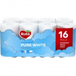 Туалетная бумага Ruta Pure White 16рул 3ш белый