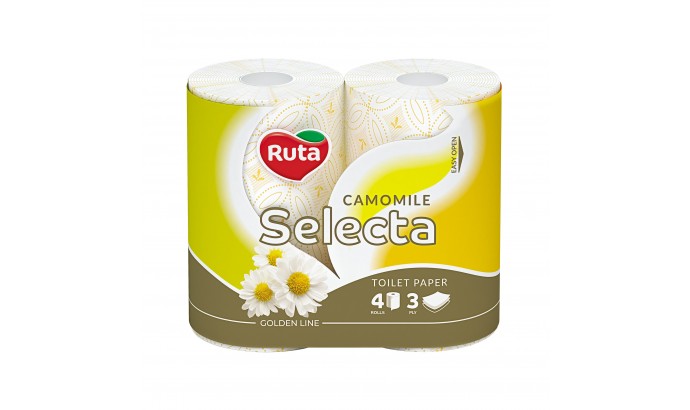 Туалетний папір Ruta Selecta 4рул 3ш білий ромашка