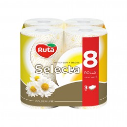 Туалетний папір Ruta Selecta 8рул 3ш білий з ароматом ромашки