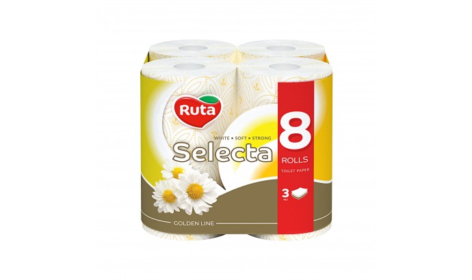 Туалетная бумага Ruta Selecta 8рул 3ш белый с ароматом ромашки