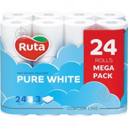 Туалетная бумага Ruta Pure White 24рул 3ш белый