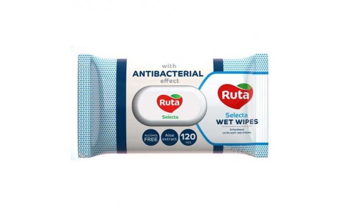 Вологі серветки Ruta Selecta 120шт з антибактеріальним ефектом