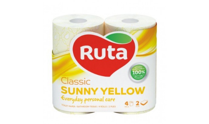 Туалетний папір Ruta Classic 4рул 2ш жовтий