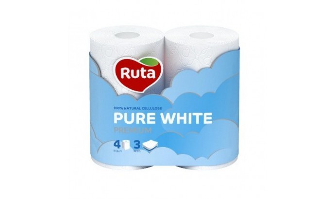 Туалетний папір Ruta Pure White 4рул 3ш білий