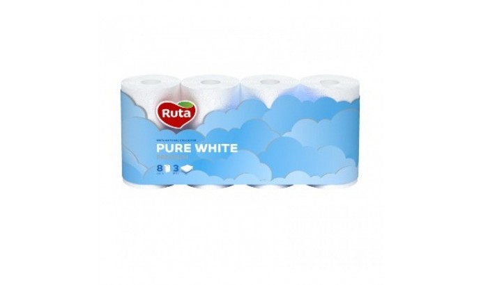 Туалетная бумага Ruta Pure White 8рул 3ш белый