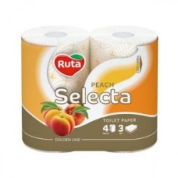 Туалетний папір Ruta Selecta 4рул 3ш білий персик