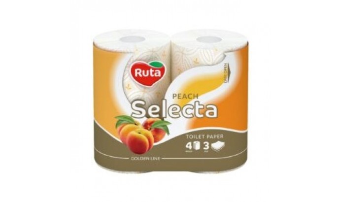 Туалетний папір Ruta Selecta 4рул 3ш білий персик