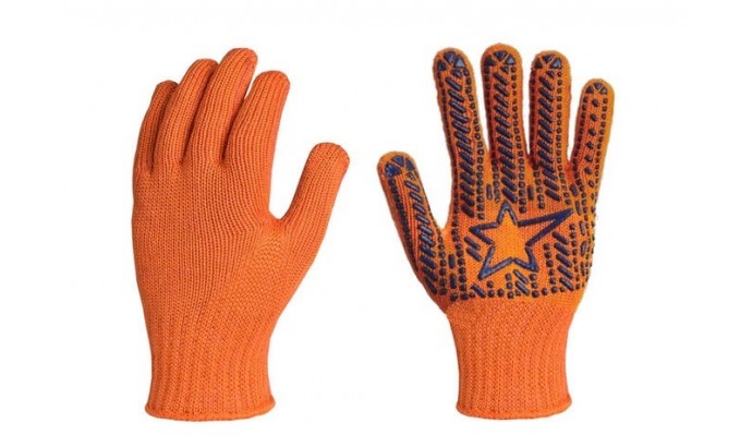  Перчатки рабочие звезда оранжевые 12шт